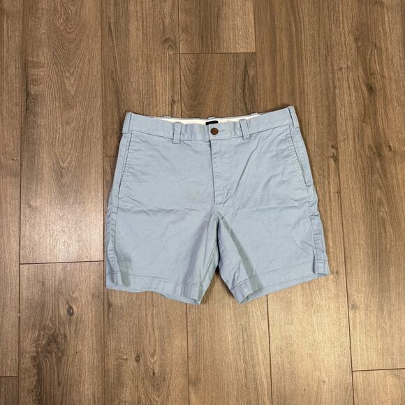 J.Crew 7" Flex Chino Shorts Mens Sz 32 Light Blue Flat Front Stretch Classic Fit - Picture 4 of 8